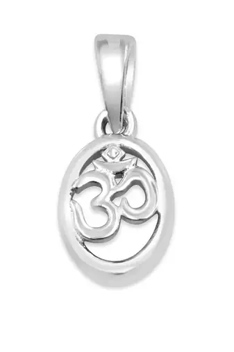 silver om oval design 925 silver pendant