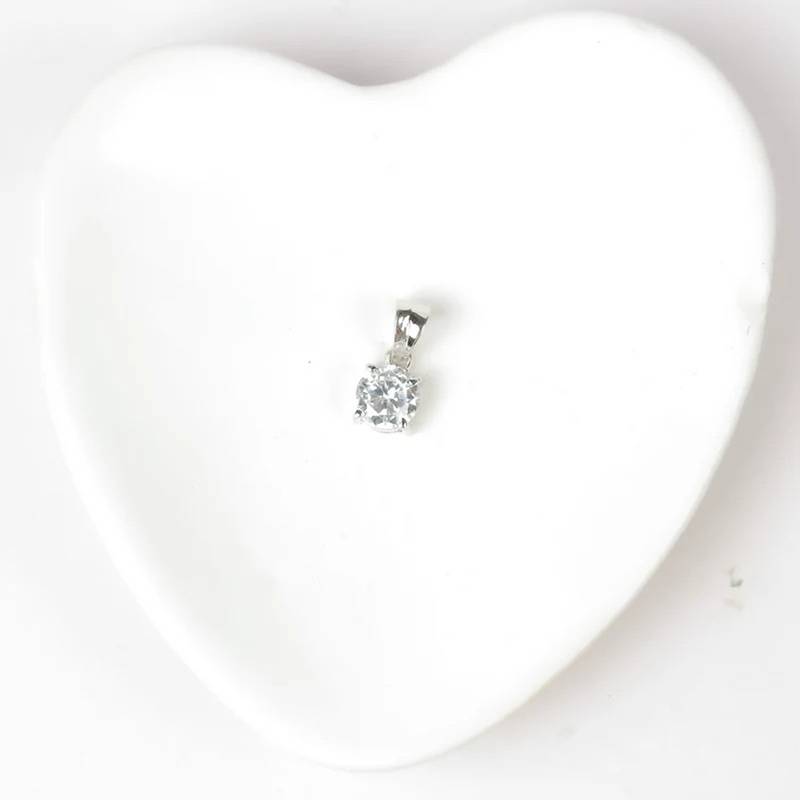 Pure 925 silver 4 prong solitaire pendant for women