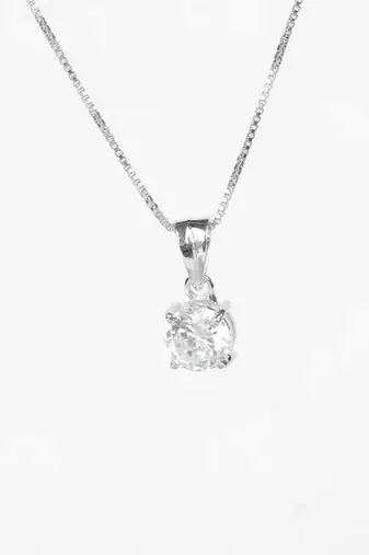 silver 4 prong solitaire 925 silver pendant