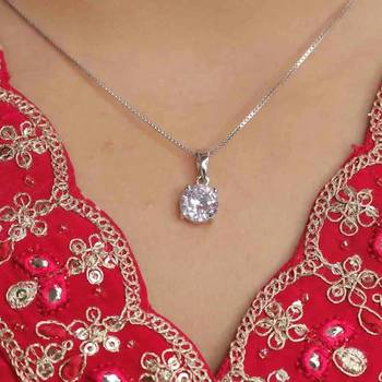 silver 4 prong solitaire 925 silver pendant 3