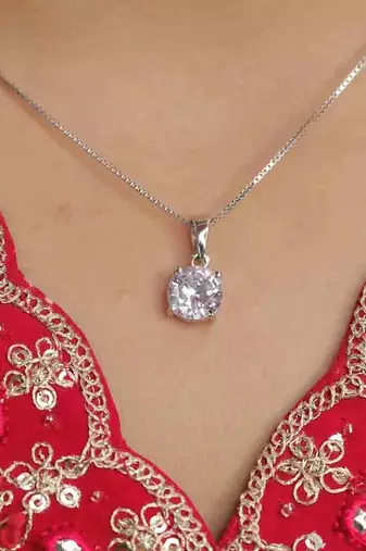 silver 4 prong solitaire 925 silver pendant