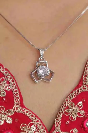 silver moissanite eliza design 925 pendant