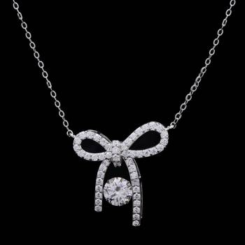 silver bow moissanite 925 silver pendant 1
