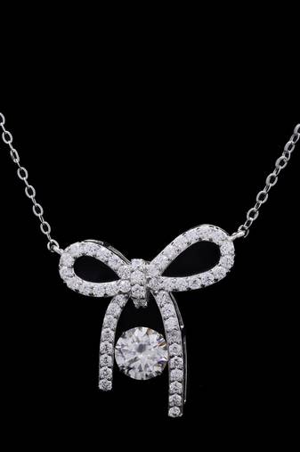 Pure 925 silver bow moissanite pendant for women