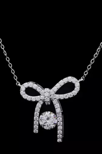 Pure 925 silver bow moissanite pendant for women