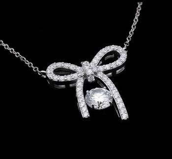 silver bow moissanite 925 silver pendant 3