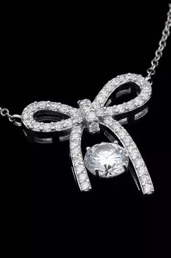 silver bow moissanite 925 silver pendant