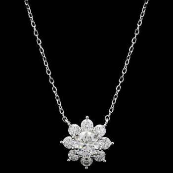 silver flower moissanite 925 silver pendant 1