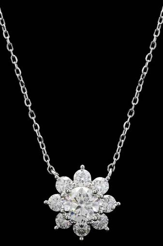 Pure 925 silver flower moissanite pendant for women
