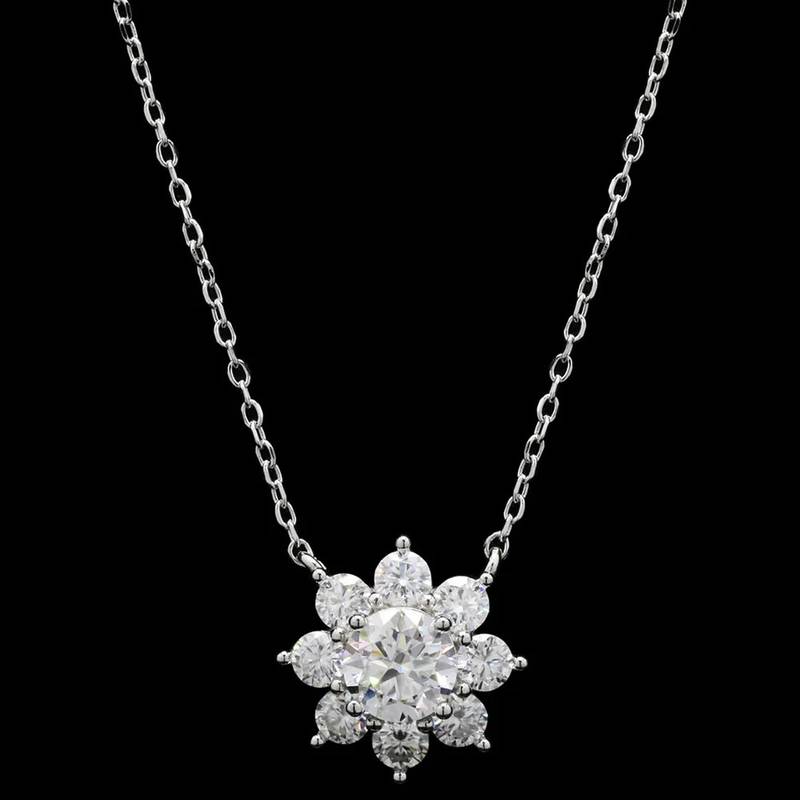 Pure 925 silver flower moissanite pendant for women