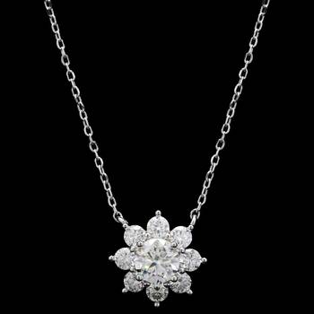 silver flower moissanite 925 silver pendant 2