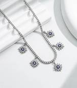 Pure 925 silver tennis flower chain for women