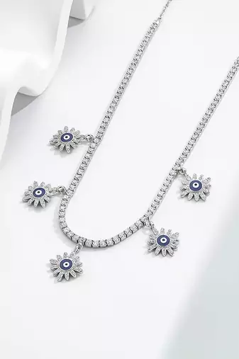 silver tennis flower 925 silver chain
