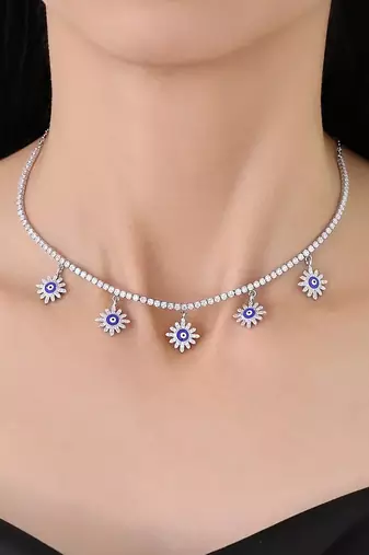 silver tennis flower 925 silver chain