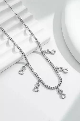 Pure 925 silver infinity tennis chain for women