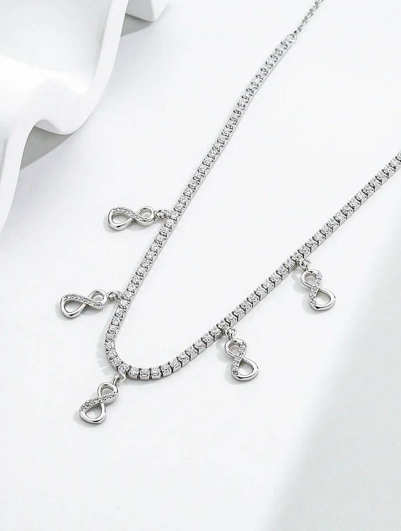Pure 925 silver infinity tennis chain for women