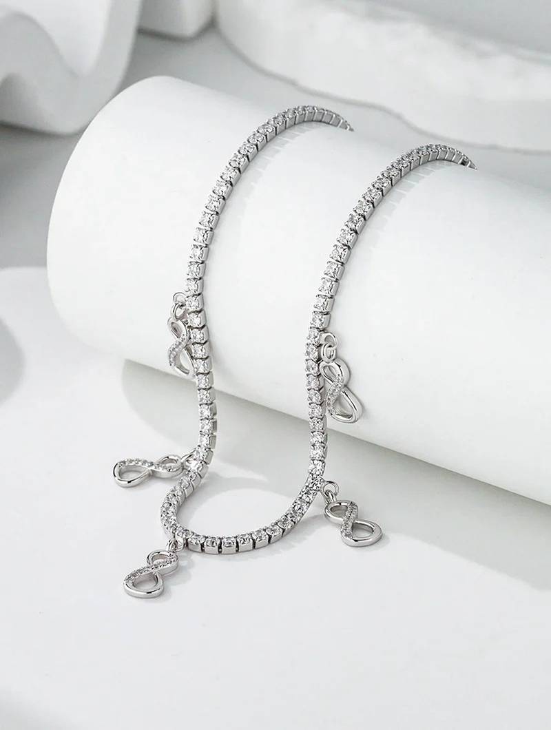 Pure 925 silver infinity tennis chain for women