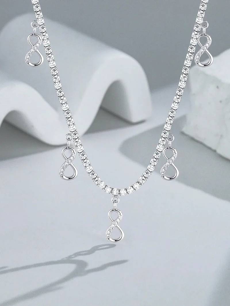 Pure 925 silver infinity tennis chain for women