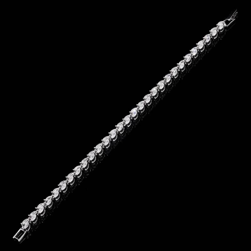 Pure 925 silver marquise cut moissanite bracelet for women