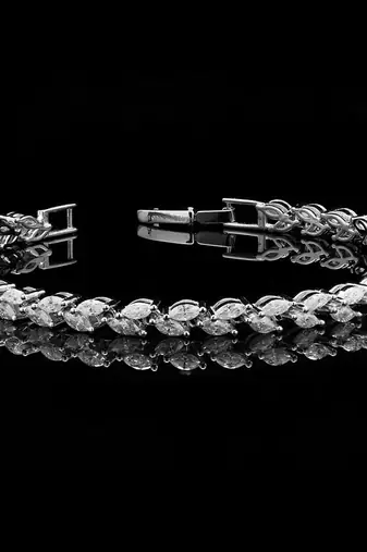 silver rhodium marquise cut 925 silver bracelet
