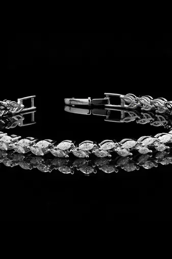 silver rhodium marquise cut 925 silver bracelet