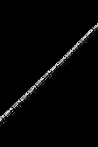 Pure 925 silver baguette and round tennis moissanite bracelet for men & women