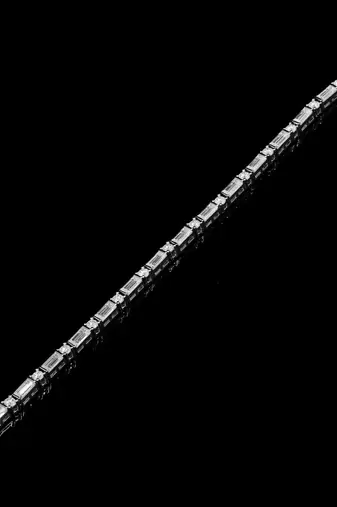 Pure 925 silver baguette and round tennis moissanite bracelet for men & women