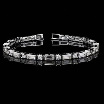 silver round baguette moissanite 925 silver bracelet 2