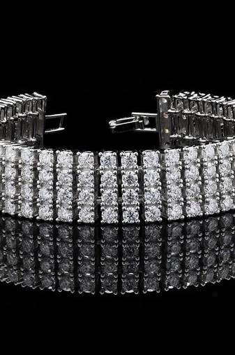 Pure 925 silver 4 layer tennis moissanite bracelet for women