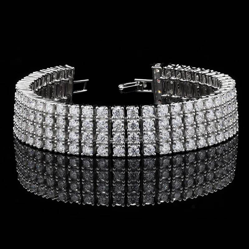 Pure 925 silver 4 layer tennis moissanite bracelet for women