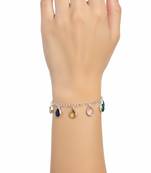Pure 925 silver multi stone pear cut natural gemstone bracelet for women