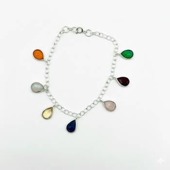 925 silver multi gemstone pear cut bracelet 2