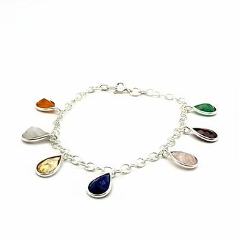 925 silver multi gemstone pear cut bracelet 3