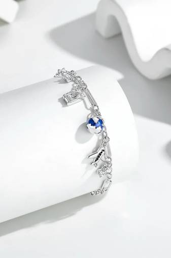 Pure 925 silver travel tales charm bracelet for women