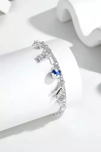 Pure 925 silver travel tales charm bracelet for women