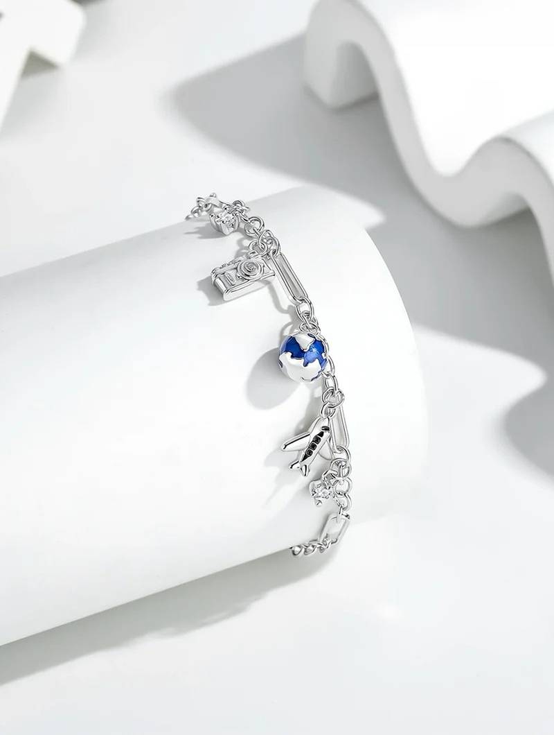 Pure 925 silver travel tales charm bracelet for women
