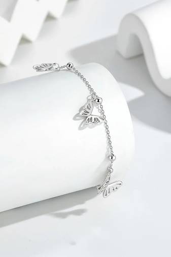 Pure 925 silver butterfly charm bracelet for women