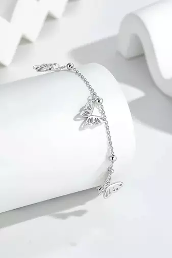 Pure 925 silver butterfly charm bracelet for women