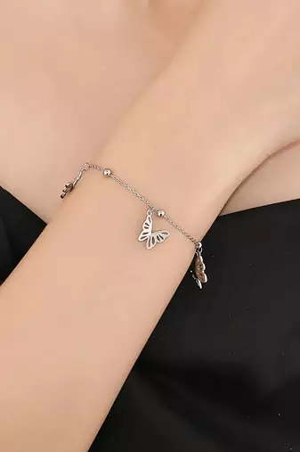 925 silver butterfly charm fashion bracelet
