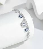 Pure 925 silver evil eye charm bracelet for women
