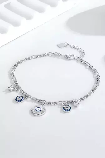 925 silver evil eye charm fashion bracelet for women