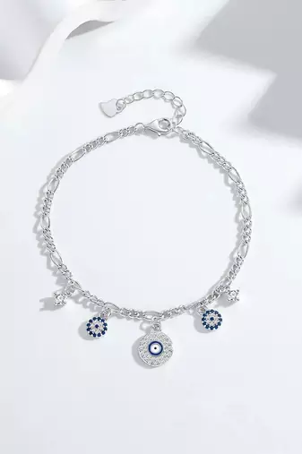 925 silver evil eye charm fashion bracelet for women