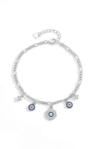 925 silver evil eye charm fashion bracelet for women