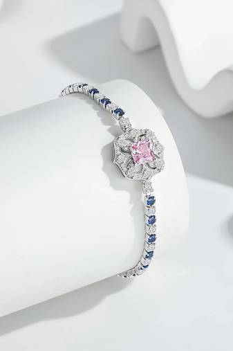 Pure 925 silver sapphire bloom elegance bracelet for women
