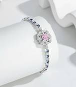 Pure 925 silver sapphire bloom elegance bracelet for women