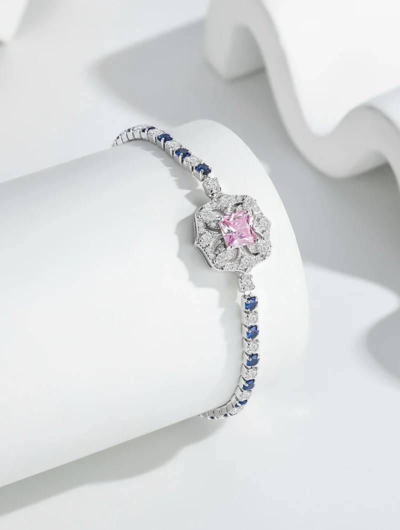 Pure 925 silver sapphire bloom elegance bracelet for women