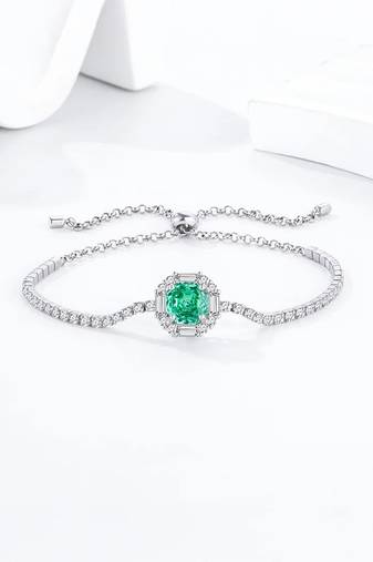Pure 925 silver majestic green sparkle bracelet for women