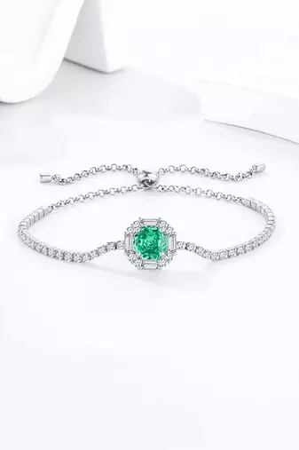 Pure 925 silver majestic green sparkle bracelet for women