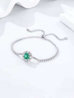 925 silver green sparkle designer fashion bracelet 2