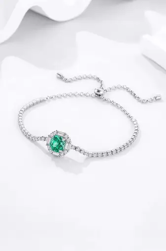 925 silver green sparkle designer fashion bracelet